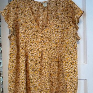 Cynthia Rowley Mustard Floral Blouse